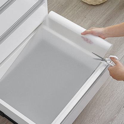 wolpin Anti-Slip Kitchen Cabinet Drawer Shelf Mat Liner Sheets (45 cm x 3 m Roll) Waterproof Strong Table Mat for Bathroom, Fridge, Textured Multipurpose (Transparent, White), Ethylene Vinyl Acetate