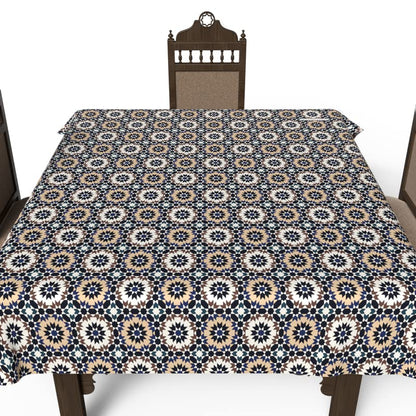 Islamic Kai Waterproof Tablecloth, a Multicolor 140x140 cm Square Table Cover made of Spillproof Polyester, a Unique and Artistic Stain-Resistant Protector for your Dining Experience