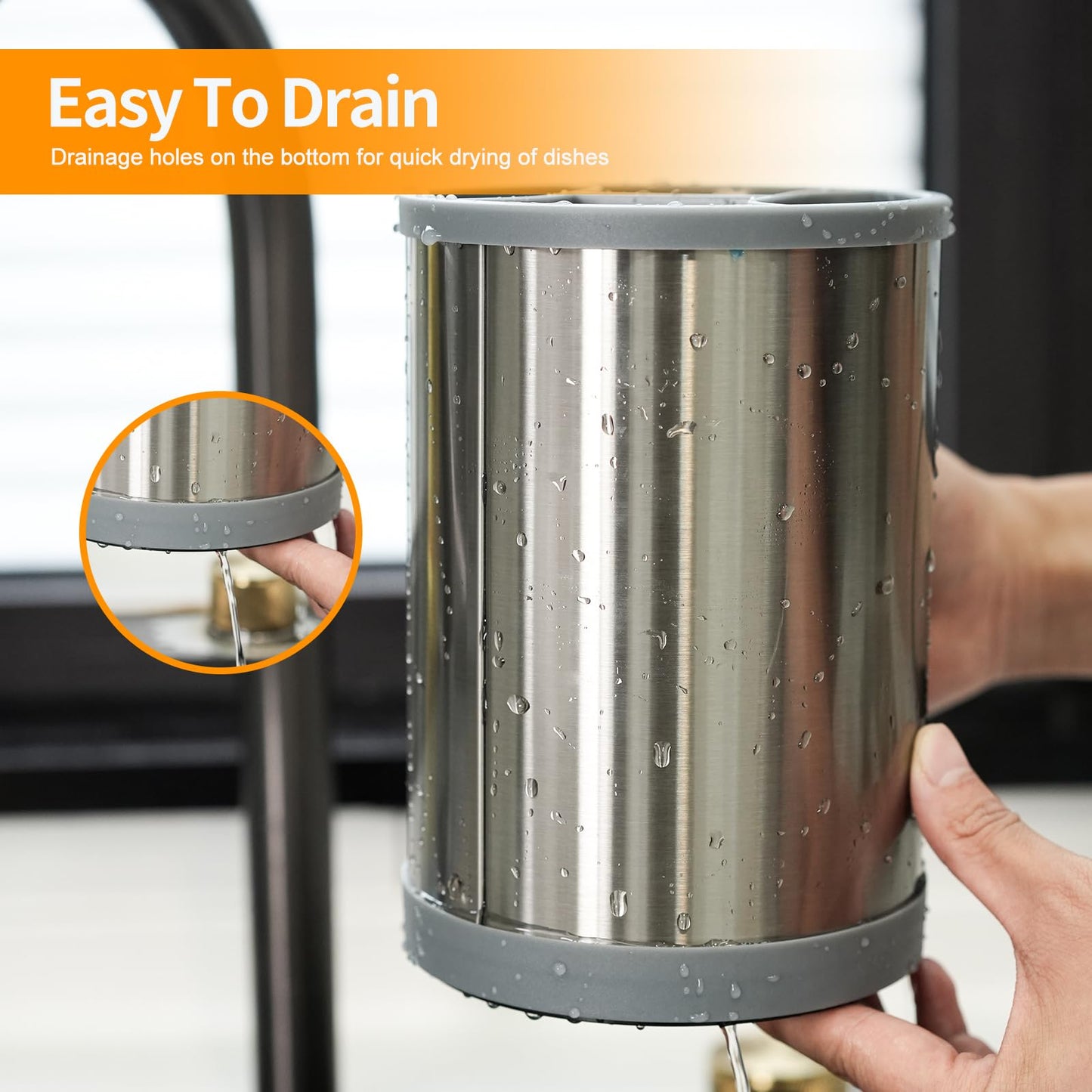 Gronivex 360° Rotating Storage Rack, Rotary Stainless Steel Kitchenware Storage Bucket, Basic Kitchen Container for Kitchen Countertops, Kitchenware Holder for Kitchen Countertops