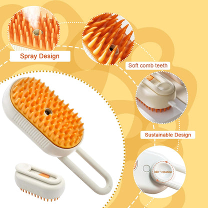 SUFANG Steam Brush for Cats and Dogs, 3 in 1 Brush for Cats with Steam, Steam Brush for Dogs, Steamy Cat Brush for Dogs and Cats Eliminate Unnecessary Dead Hair and Undercoat (B)