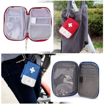 WishLotus Travel Mini First Aid Pouch, Portable Mini First Aid Kit Storage Bag for Medicine Boxes Medical Kits Empty Bag for Sports Camping Hiking Outdoor Activities Emergency (Red),6.5x5.1x0.6in