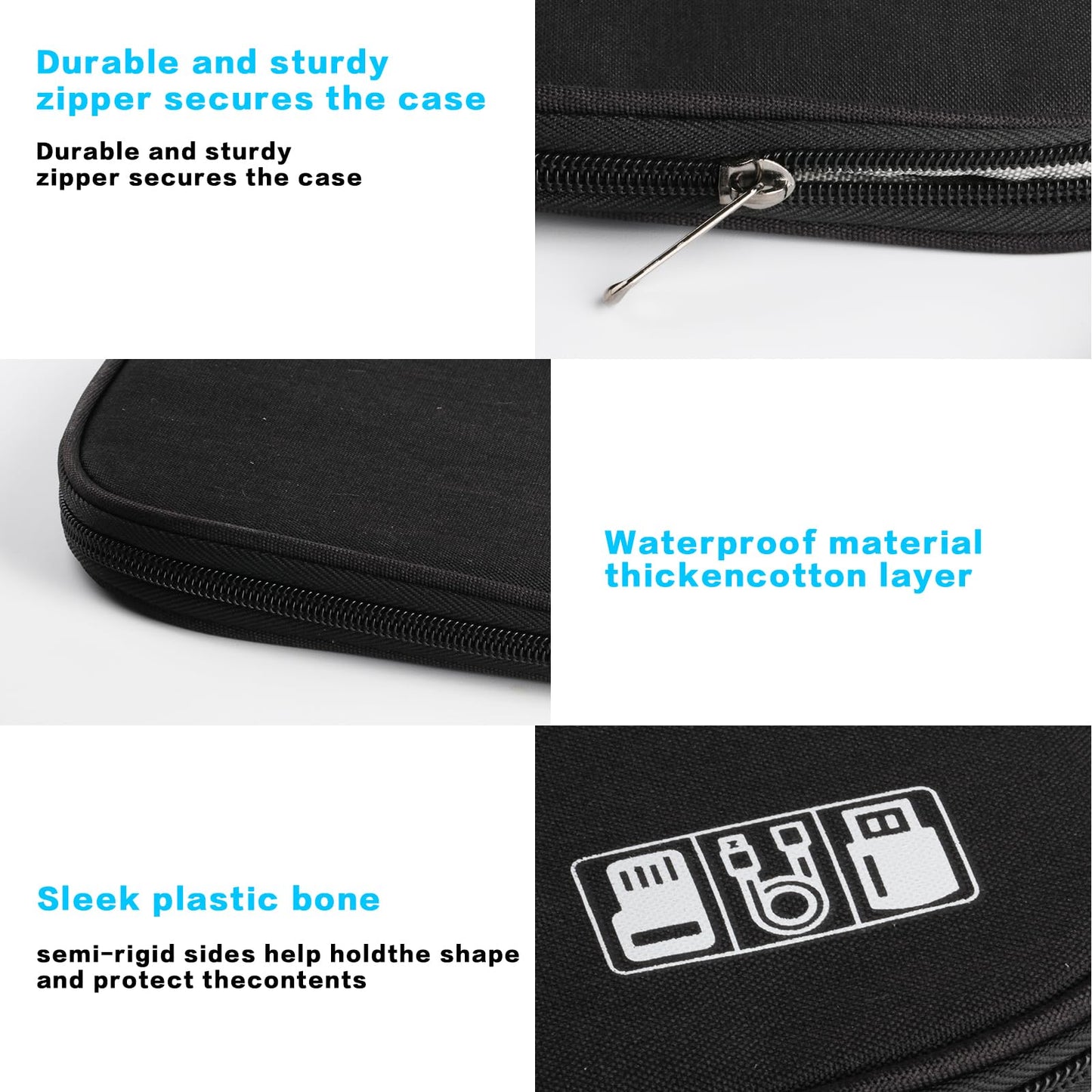 Electronic Travel Organizer - Storage Bag for Cables, Chargers, USB Flash Drives and Accessories, Black, Modern