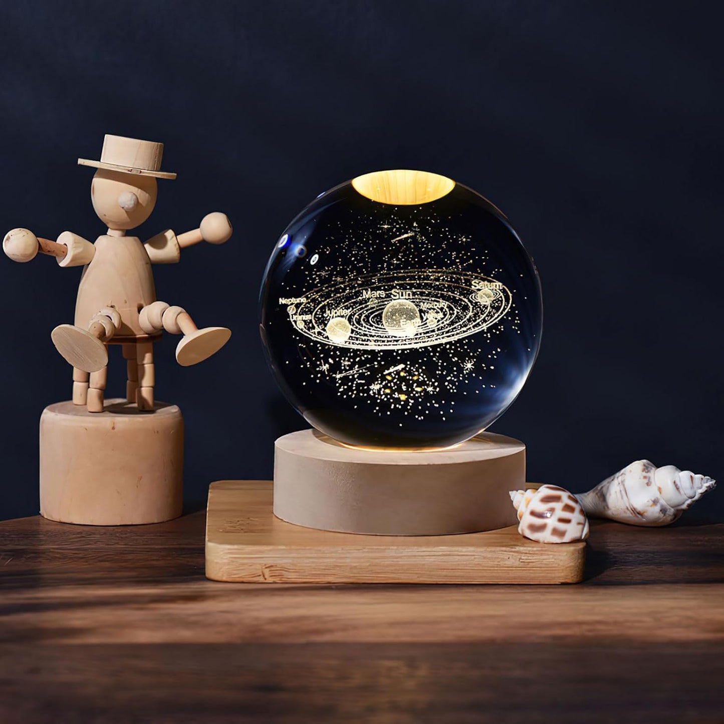 Etched Crystal Ball - Enjoy the gorgeous 3D solar system design of this night light, making it a perfect gift for birthdays, weddings or any festival, adding charm to your celebrations.(Large) IPL-150