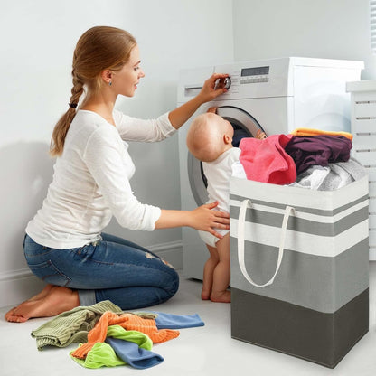 Dirty Clothes Hamper Big Laundry Baskets with Handles, Collapsible Laundry Hampers for Bedroom, Extra Large Hamper Basket Bin for Living Room (2pcs)