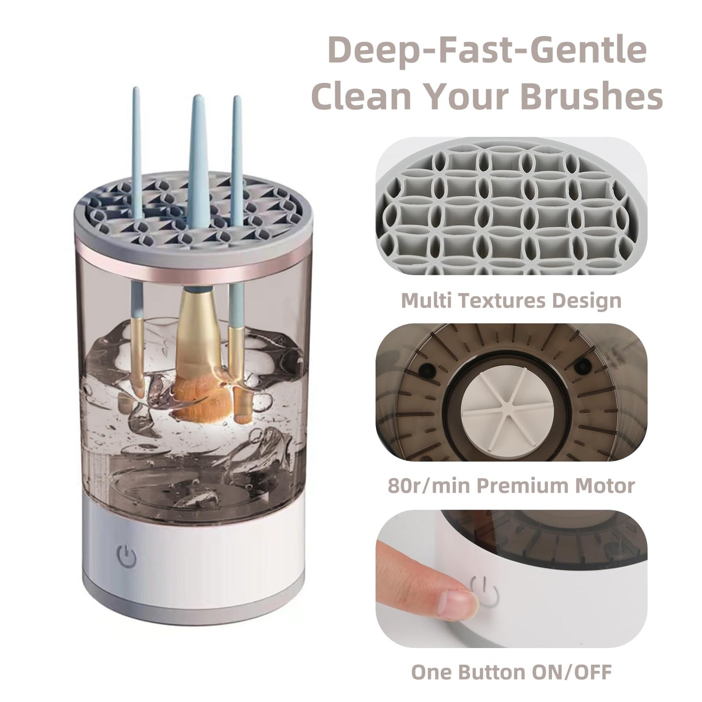 XQZMD Electric Makeup Brush Cleaning Machine, Automatic Cosmetic Brush Cleaner, Makeup Brush Cleaner for (A)