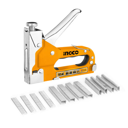 INGCO Staple Gun, 3 in 1 Staple Gun Heavy Duty with 200 Staples, 200 U-Shape Staples, 200 Brad Nails