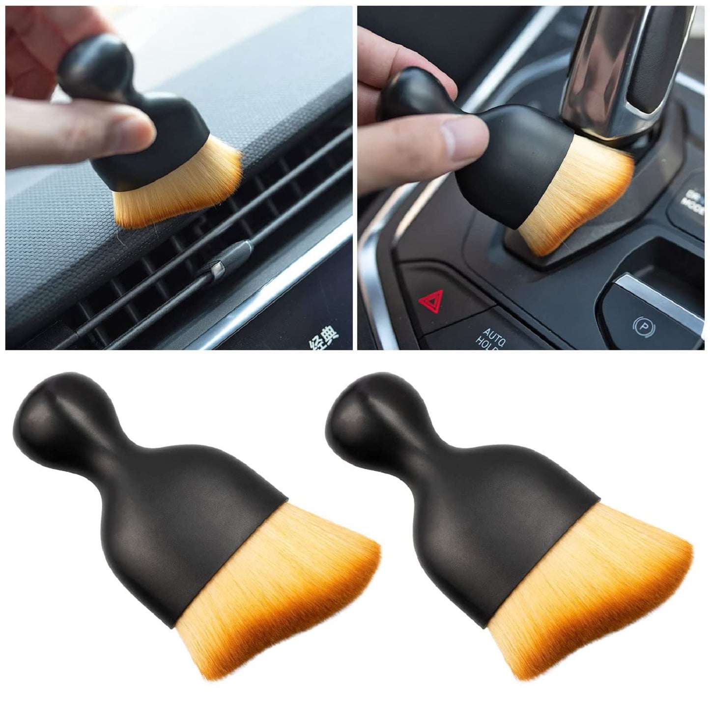 zkxhbxd Car Interior Detailing Brush, Auto Interior Dust Brush, Car Interior Cleaning Tool for Automotive Dashboard Interior, Leather, Air Vent, Gap, Cup Holder,Keyboard(2pcs)