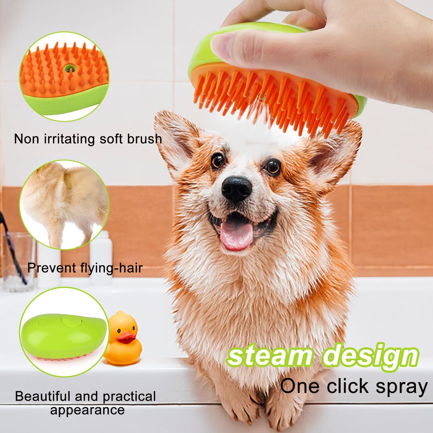 NHYDZSZ Steamy Cat Brush, 3-in-1 Steam Brush for Cats, Steamy Cat Hair Brush, Cat Steamy Brush, Self-Cleaning Steam Cat Brush, Cat Grooming Brush, Pet Hair Removal Comb for Cat and Dog