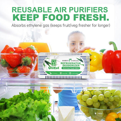 QliHut Fridge Deodorizer (5 Pack) Natural and Unscented Activated Charcoal Refrigerator Deodorizer - Fridge Odor Eliminator for Freezers, Coolers, and Lunch Boxes