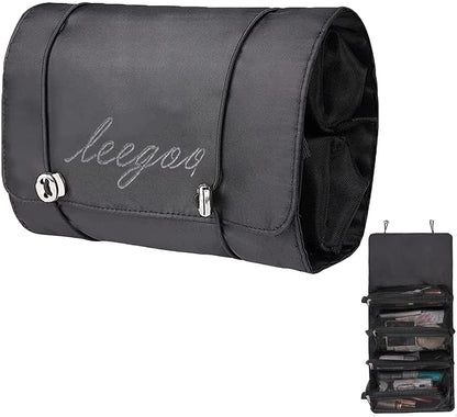 JD FRESH 4 in 1 Large Cosmetic Mesh Bag/Toiletry Pouch for Men and Women/Makeup Organizer/Portable Travel Bag/Makeup Essentials(Black)