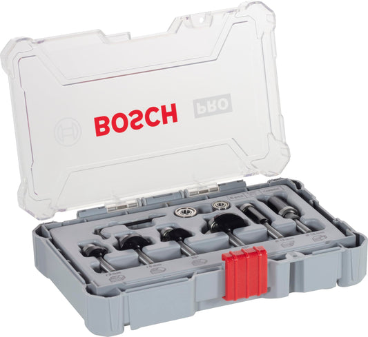 Bosch professional 2607017468 6-piece set edge and edge cutter set for wood for router with 6mm shank