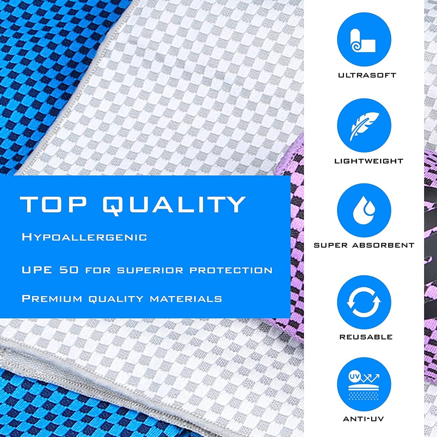 Cooling Towels 6 Pack - Lightweight Microfiber Towel for Gym, Workout, Sport & Sweat - Quick Dry Towel for Body, Neck & Face During Work, Travel, Camping, Swimming, Beach, Hot Weather for Men & Women