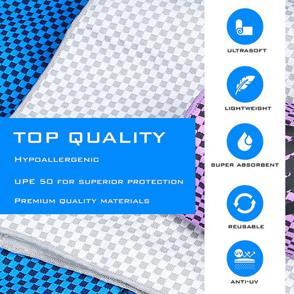 Cooling Towels 6 Pack - Lightweight Microfiber Towel for Gym, Workout, Sport & Sweat - Quick Dry Towel for Body, Neck & Face During Work, Travel, Camping, Swimming, Beach, Hot Weather for Men & Women