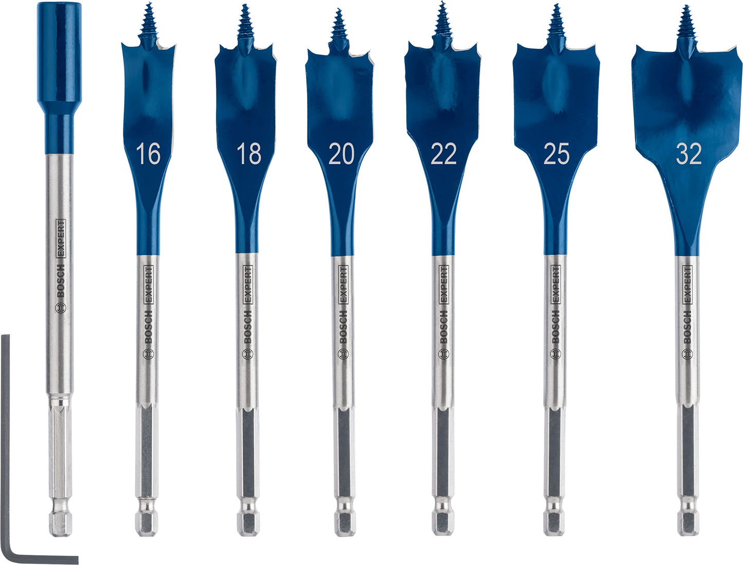 Bosch Professional 7 pc. Expert SelfCut Speed Spade Drill Bit Set (for Softwood, Chipboard, Ø 16-32 mm, Accessories Rotary Impact Drill)