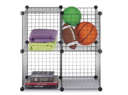 Metal Wire Storage Cubes, Modular Shelving Grids, DIY Closet Organization System, Bookcase, Cabinet, (4 - Regular Cube)