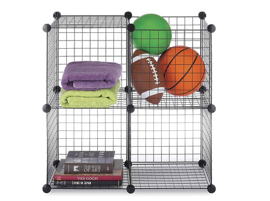 Metal Wire Storage Cubes, Modular Shelving Grids, DIY Closet Organization System, Bookcase, Cabinet, (4 - Regular Cube)
