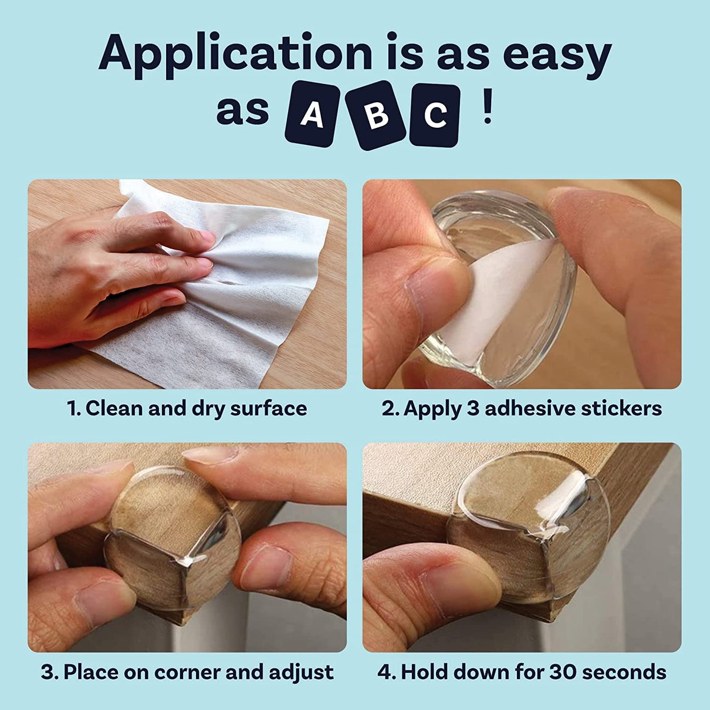 YMPIGOY LILBEE Corner Protector for Baby, Furniture Corner Guard & Edge Safety Bumpers -Baby Proof Cushion to Cover Sharp Furniture & Table Edges - Clear & Transparent - (12 Pack)