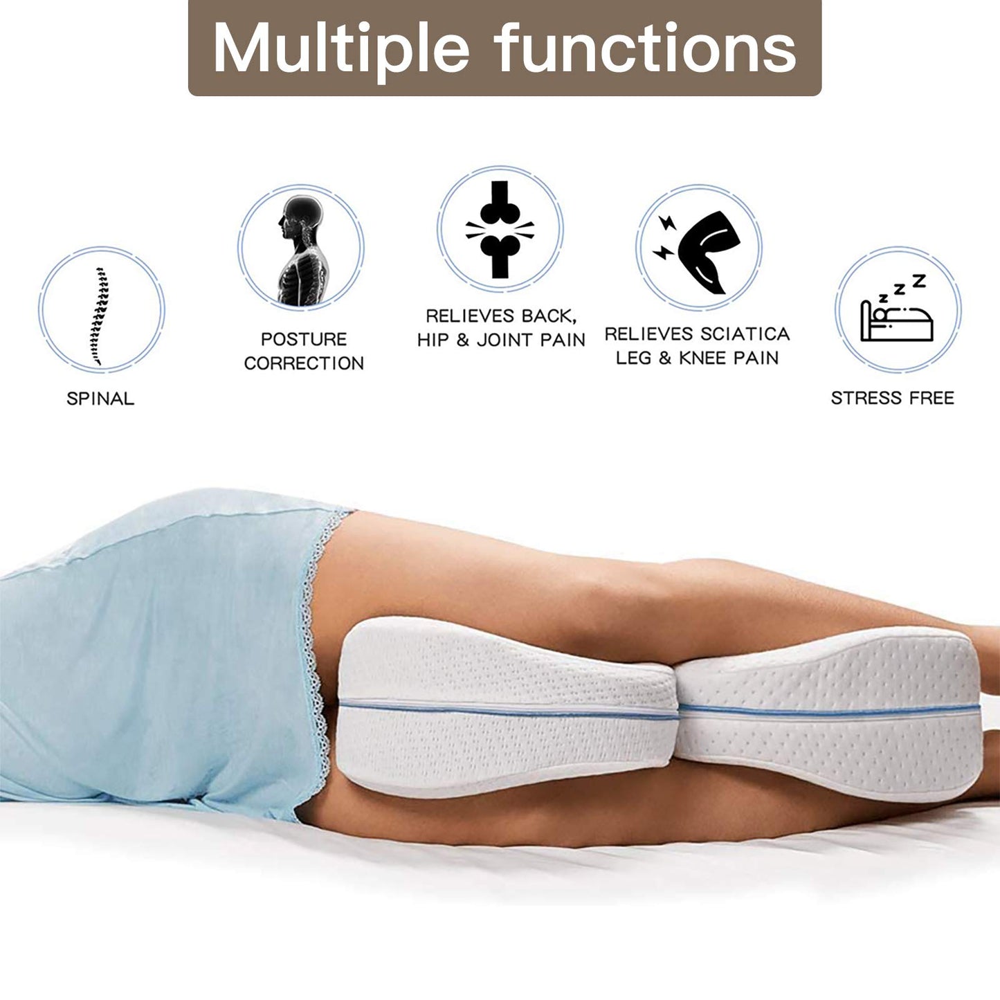 Leg Pillow Soft Memory Foam Cushion for Legs Help Correct Position to Sleep Against Back Pain and Postural Problems