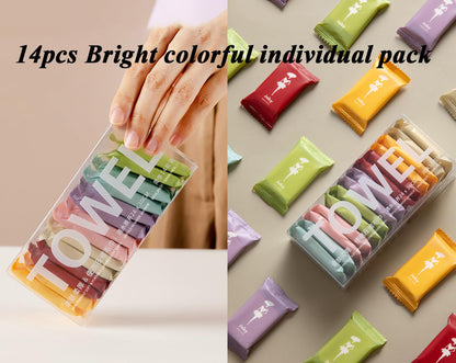 YARCHONN 14pcs Compressed Face Towel Tablets, Hand Wipes Extra Large and Thick Portable Compact Disposable Cotton Travel Towel Tissues Handy for Outdoor Hiking Camping Traveling, Home Wipes, White