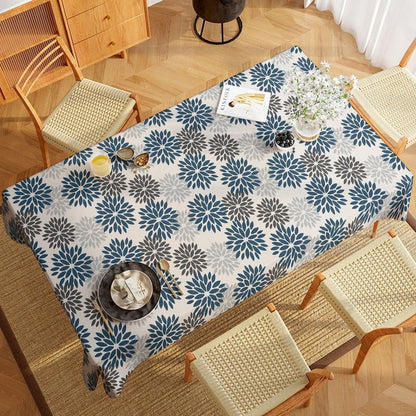 INTEX HOME Linen Velvet Floral Tablecloth, Textured Fabric for Elegant Dining, Special Occasions and Home Decor, Ultra-Soft, Wrinkle-Resistant, Spill-Proof, 130 x 190 cm, Black and Grey