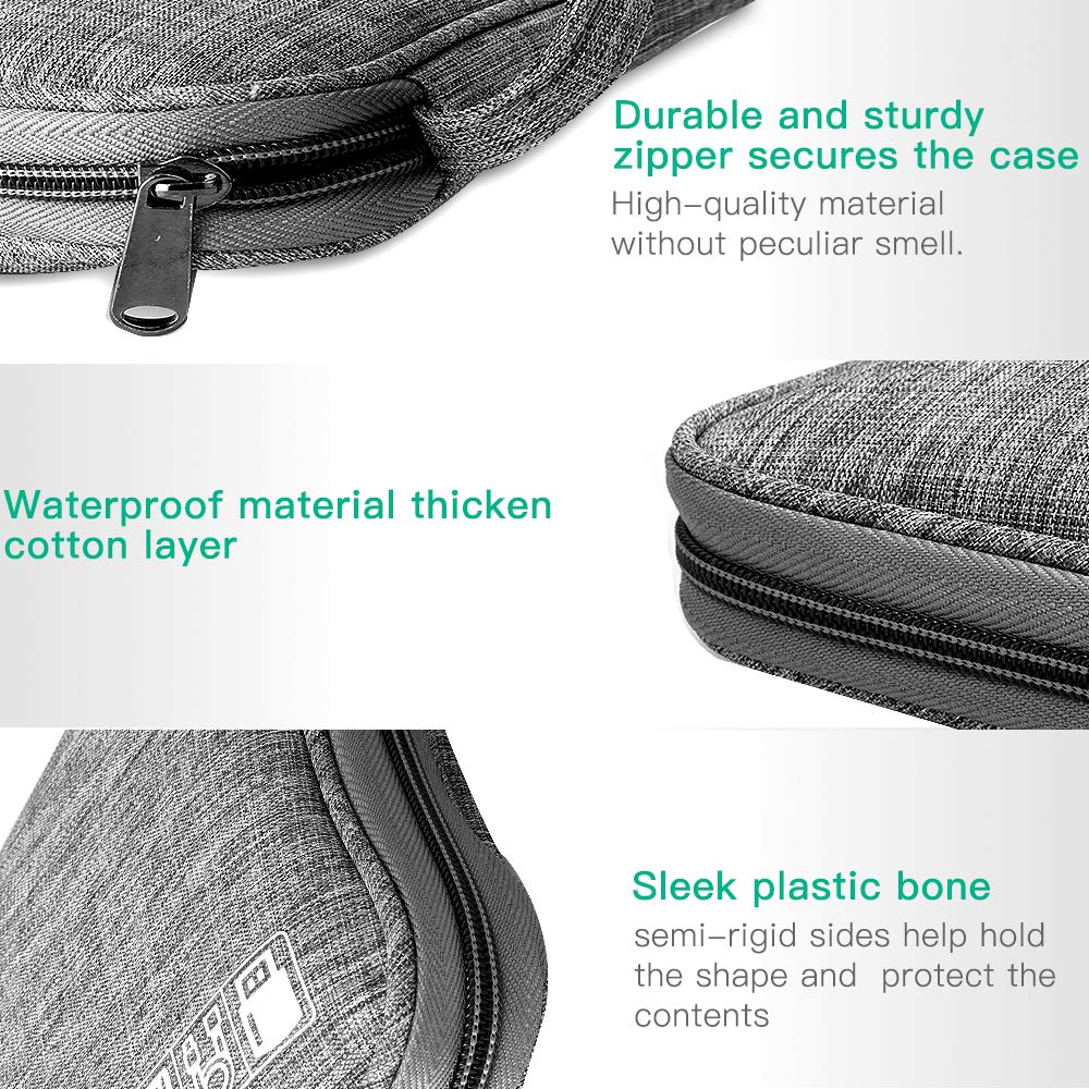 HCFGS Electronics Accessories Organizer Bag, Travel Cable Organiser Bag, Universal Carry Travel Gadget Bag for USB Cable Drive, SD Card, Charger Hard Disk (Gray)