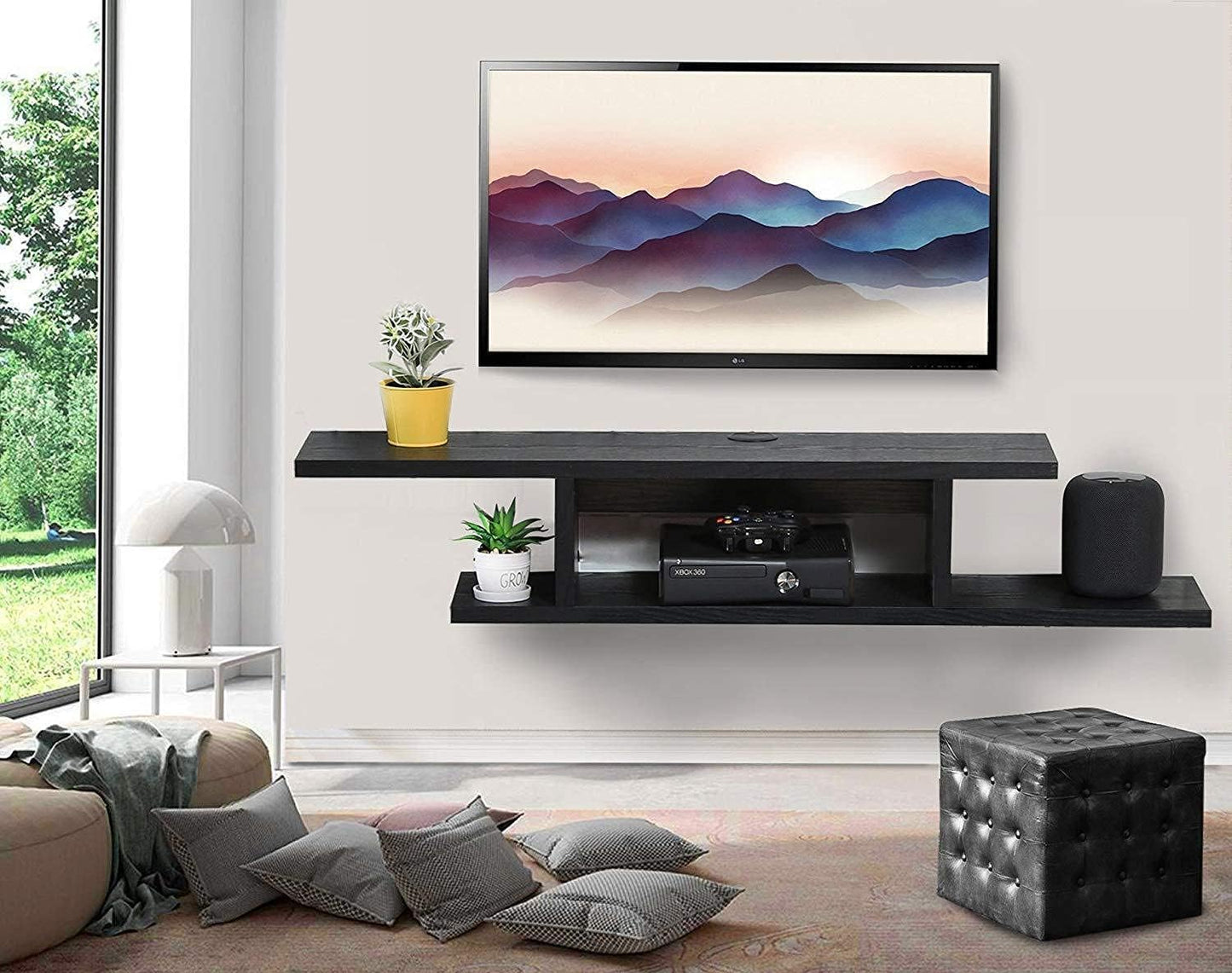 TV Table Unit in Black, Modern Entertainment Center with Sleek Design, Media Console for Living Room, TV Stand with Storage for Media Devices and Decor