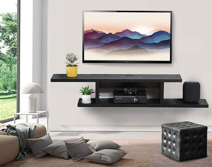 TV Table Unit in Black, Modern Entertainment Center with Sleek Design, Media Console for Living Room, TV Stand with Storage for Media Devices and Decor