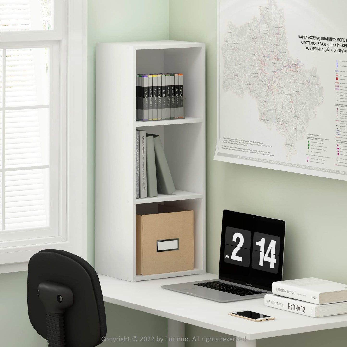 3-Tier No Tool Assembly Open Shelf Bookcase, Modern and Simple Storage Organizer in White, Easy to Assemble Bookshelf for Home, Office, or Dorm Room Use