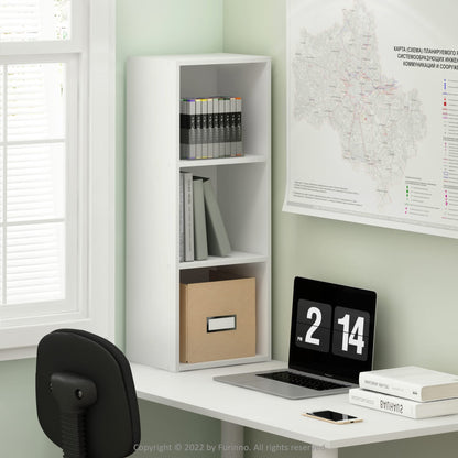 3-Tier No Tool Assembly Open Shelf Bookcase, Modern and Simple Storage Organizer in White, Easy to Assemble Bookshelf for Home, Office, or Dorm Room Use