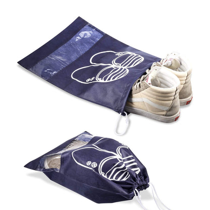 Yosemy 12 Waterproof Shoe Bag, Dustproof Shoe Bag, Travel Shoe Bag, Dark Blue Fabric Bag with Drawstring, Travel Storage Bag, Organiser for Travel at Home