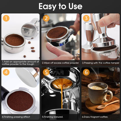 NIUAWASA Espresso Coffee Tamper 51mm Powder Press Hand Tool Stainless Steel Coffee Grounds Tamper Compatible with 51 mm Portafilter Basket for Barista Home Commercial Use Universal