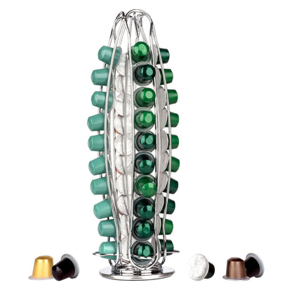 Rotatable Capsule Holder for 40 Coffee Pods, Space-Saving Coffee Capsule Stand, Durable 360° Rotating Coffee Pods Storage Rack, Elegant Design for Home or Office