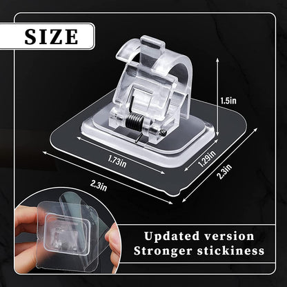 Adjustable Rod Bracket, Self-Adhesive Curtain Hook No Drill Fixing Rod Holder Bracket Drapery Hook Curtain Pole Towel ABS Wall Bracket Hook for Home Bathroom Living Room Hotel Use (6 Pieces, Clear)