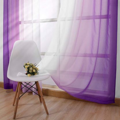 Modern Design Voile chiffon Curtains - Gradient colours- steel Grommets - 2 pieces - for living rooms and bedrooms