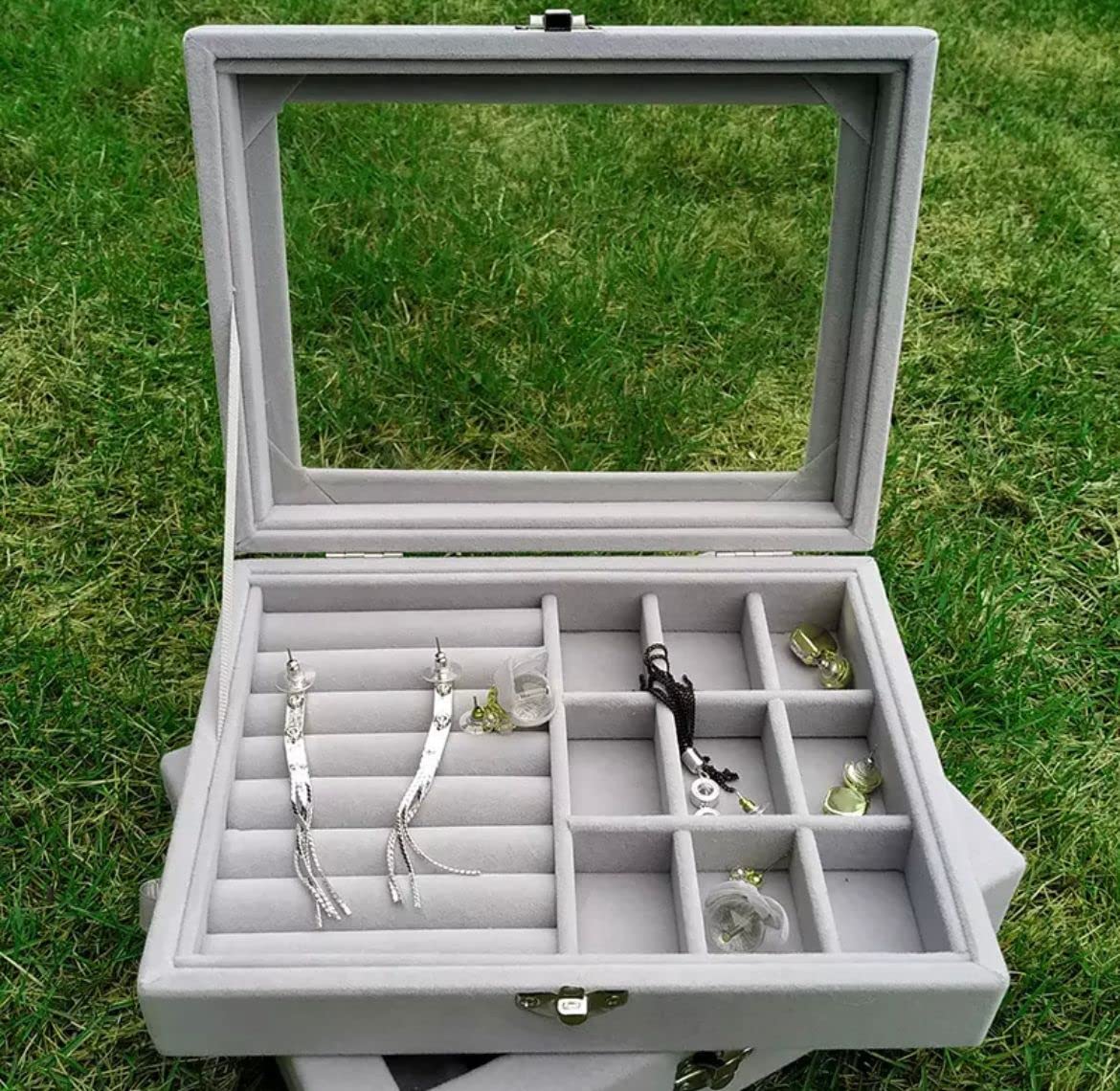 Plush Jewelry Storage Box (Gray)