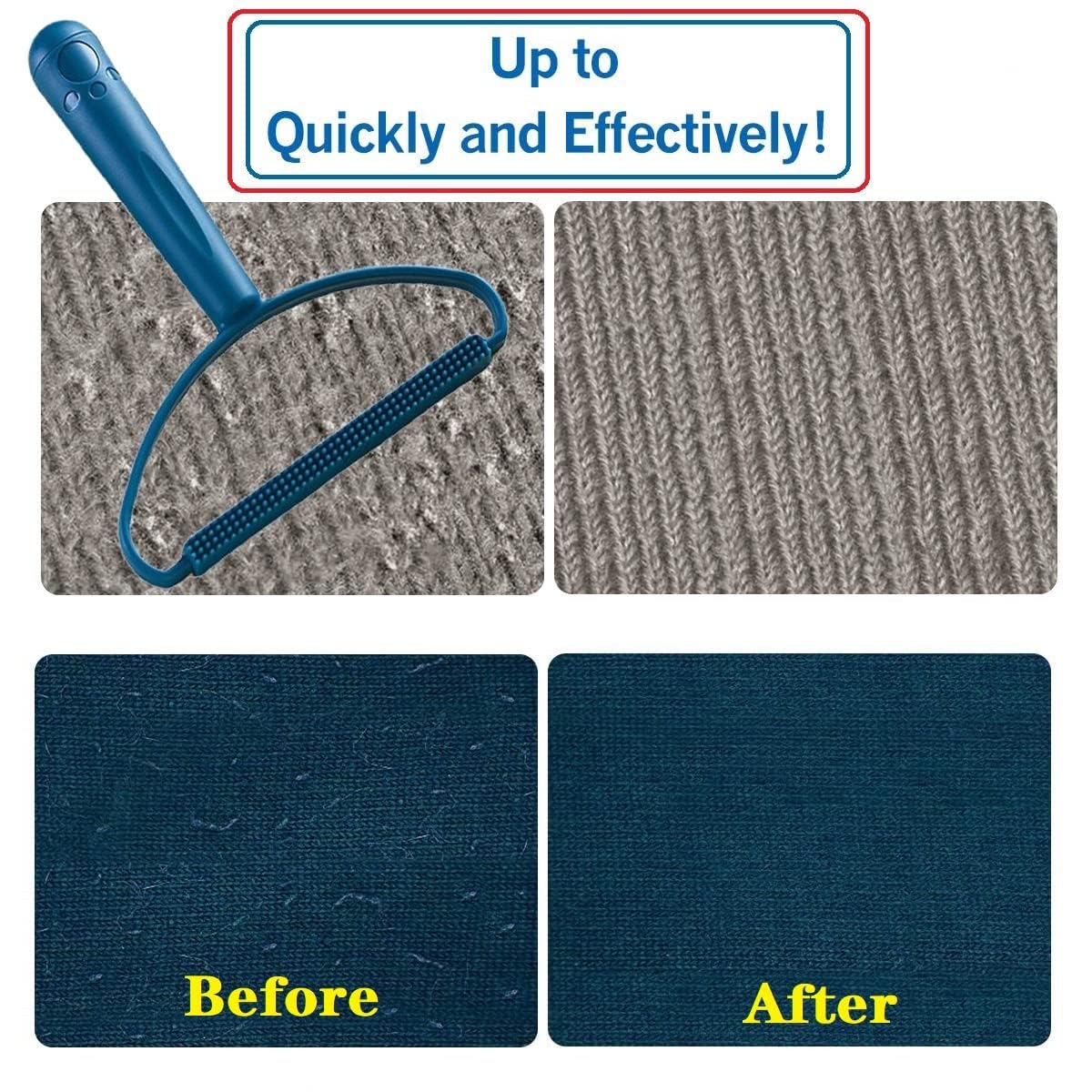 Portable Lint Remover,Lint Roller,Manual Clothes Fuzz Shaver, Reusable Double Hair Remove Brush for Sweater Woven Coat,Carpet, Knitted, Pet Hair (Blue)