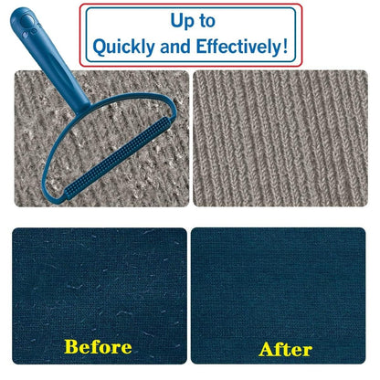Portable Lint Remover,Lint Roller,Manual Clothes Fuzz Shaver, Reusable Double Hair Remove Brush for Sweater Woven Coat,Carpet, Knitted, Pet Hair (Blue)