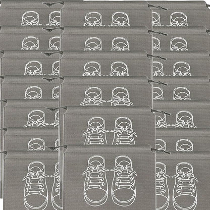 حقائب تخزين أحذية كبيرة، حقائب أحذية مقاومة للغبار برباط مع نافذة شفافة، منظم سفر مقاوم للماء، حقائب أحذية محمولة - رمادي