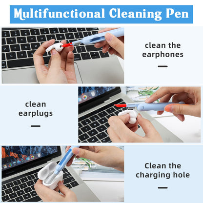Liamostee 7 in 1 Keyboard Cleaning Brush Kit, Multifunctional Earphones Cleaner with Key Cap Puller, for Airpods Earbuds Smartphone Cleaning Set