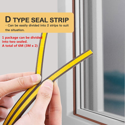 Window Ruer Seal Strip for Draft Stopper (6M, Brown)