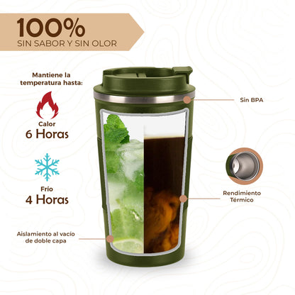 Smarthers Thermos Café or Tea - Thermos Coffee Cup to Go, Thermal Tumbler with Cold and Heat Maintenance 4-6 Hrs, Stainless Steel Thermal Cup BPA Free, Coffee Cup to Go, Durable Thermal Tumbler