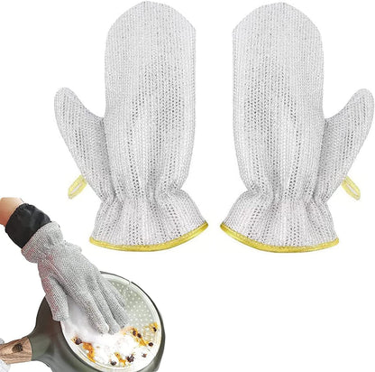1 PAIR Wire Dishwashing Gloves,Kitchen Cleaning Gloves,Household Cleaning Tools,Heat Insulation Anti-Hot Waterproof Durable Gloves,Skin-Friendly,Reusable Kitchen Gloves For Washing Dishes Wiping Pots