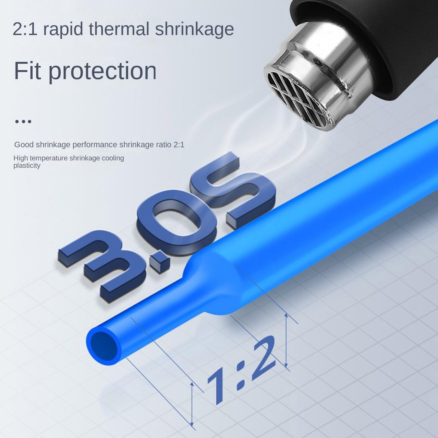 Wirefy Heat Shrink Tube Set, Insulating Tubing, Heat Shrink Tube, Waterproof, Red, Black, White, Blue, Yellow, 1.5-10 mm Assortment, 580 Pieces