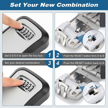 DMG TECH Security Key Lock Box, Lock Box, 4-Digit Combination Key Box, Wall Mount Key Storage, Waterproof