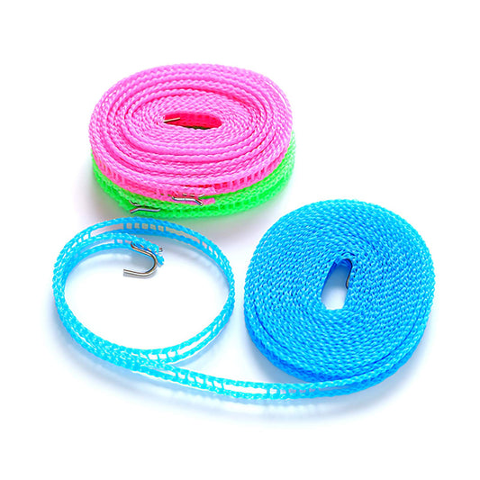 wecan 3Pack 5m/ 16.4ft Washing Line, Outdoor Windproof Clothesline, Portable Clothes Line for Clothes Drying, Airer Windproof Non-slip Rope Elastic Laundry Line, Use for Outdoor Camping Travel Hanger