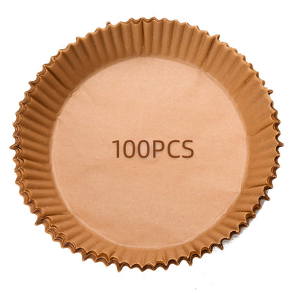 Air Fryer Disposable Paper Liners, Non-Stick Air Fryer Paper Liners for Baking, Round Food Grade Basket Waterproof Oil-Proof for Oven Microwave (100 Pcs 7.9 Inch)