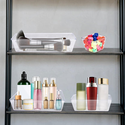 Zuihug 4 PCS Clear Plastic Drawer Organizer, Desk Drawer Divider Organizers and Storage Bins for Makeup, Jewelry, Gadgets for Kitchen, Bedroom, Bathroom, Office (9.0"x3.0"x2.2")