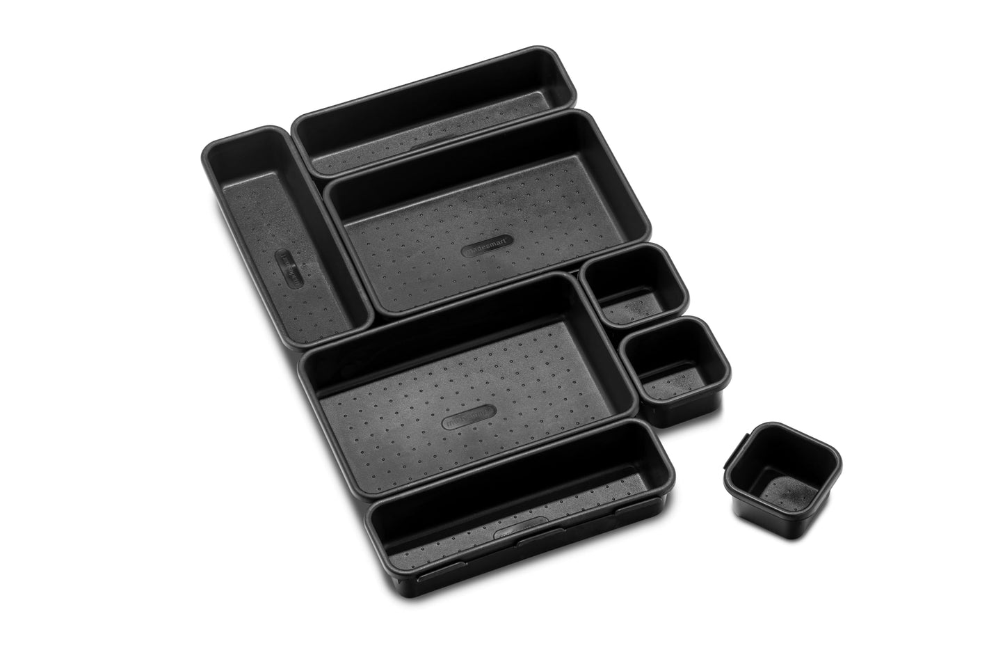 madesmart 8-Piece Interlocking Bin Pack-CARBON COLLECTION Customizable Multi-Purpose Storage, Durable, Easy to Clean & BPA-Free