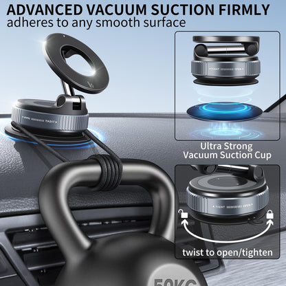 GALUNDGE 2025 Upgraded Vacuum Suction Cup Magnetic Phone Holder Stand for Magsafe, Adjustable Swivel Lock for Car/Gym/Mirror/Kitchen/Smooth Surface