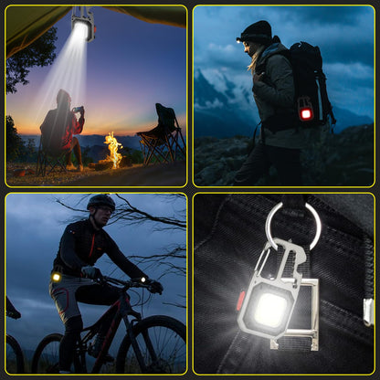 2 x Mini Portable Work Light 800 Lumens Keychain Rechargeable Flashlight, 7 Lighting Modes COB Small Keychains Flashlights Mini COB LED Work Light [Energy Class A++ ++]